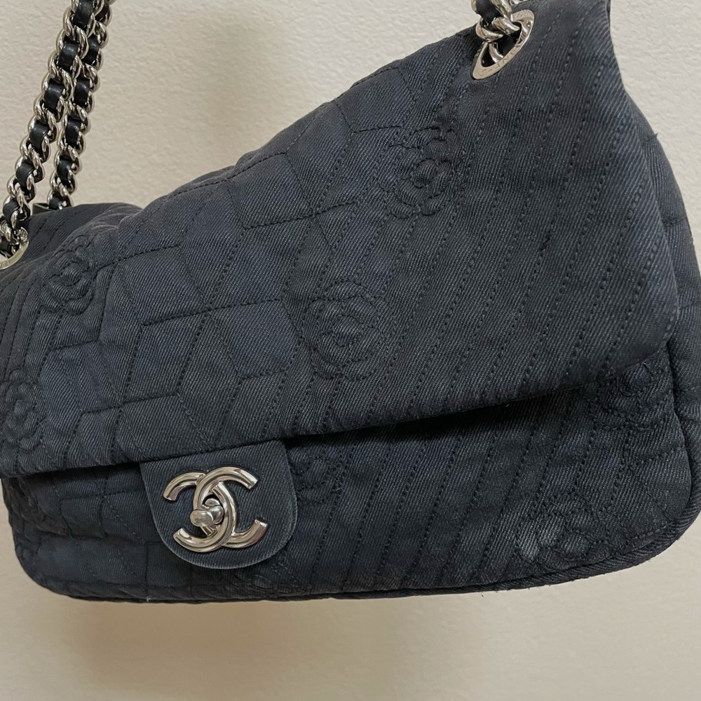 SOLD Chanel Camelia Denim Black Bag - Picture 12 of 17